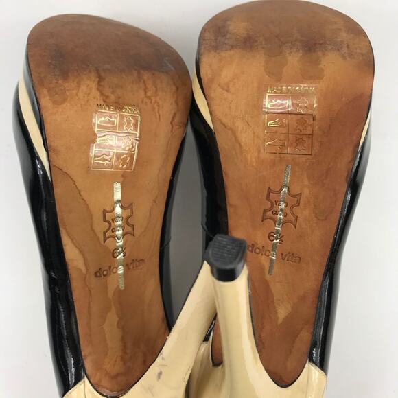 Dolce Vita Patent Leather Beige Black High Heels Shoes Womens Sz 6.5M - Picture 6 of 9